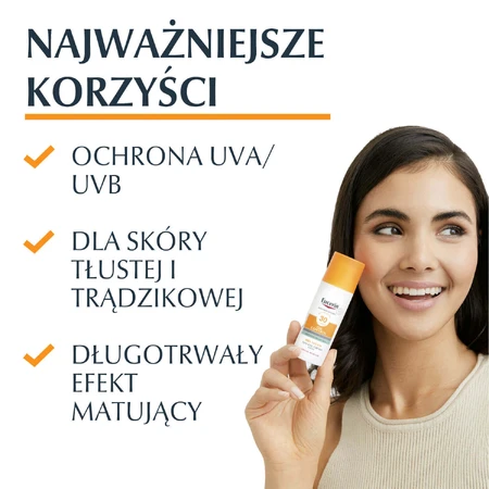 Eucerin Sun Oil Control, ультралегкий ел-захисний крем для шкіри з недосконалостями, SPF 50+, 50 мл: ціни та характеристики