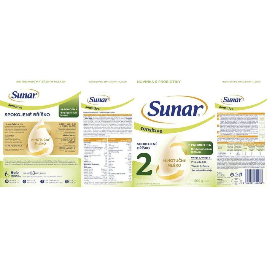 Sunar Sensitive 2 последующее грудное молоко 500 г: цены и характеристики