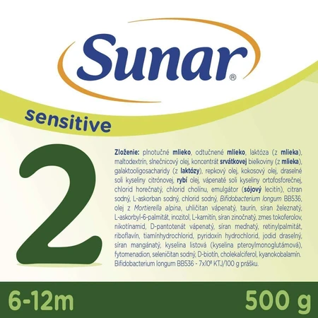 Sunar Sensitive 2 последующее грудное молоко 500 г: цены и характеристики