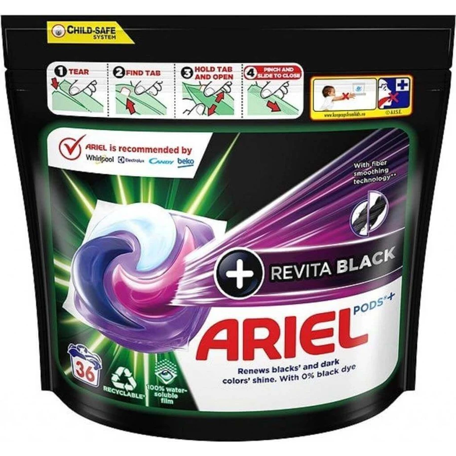 Ariel All-in-1 PODS Revita черный, гелевые капсулы для стирки, 36 стирок 1×36шт, гелевые капсулы для стирки: цены и характеристики