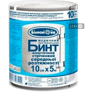 Бинт медицинский эластичный ленточный средней растяжимости 10 см х 5 м