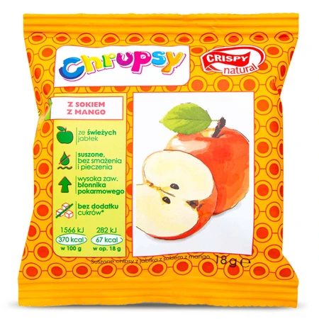 Crispy Natural Crisps, сушені яблучні чіпси зі смаком манго, 18 г: ціни та характеристики