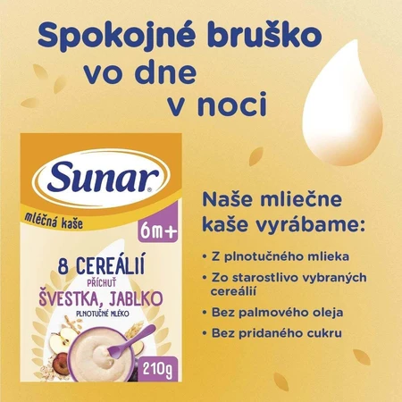 Sunar mliena kaa с 8 злаками слива, яблоко 210 г: цены и характеристики