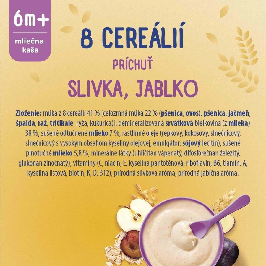 Sunar mliena kaa с 8 злаками слива, яблоко 210 г: цены и характеристики
