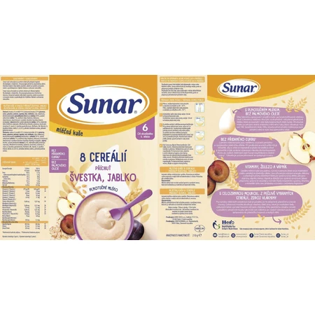 Sunar mliena kaa с 8 злаками слива, яблоко 210 г: цены и характеристики