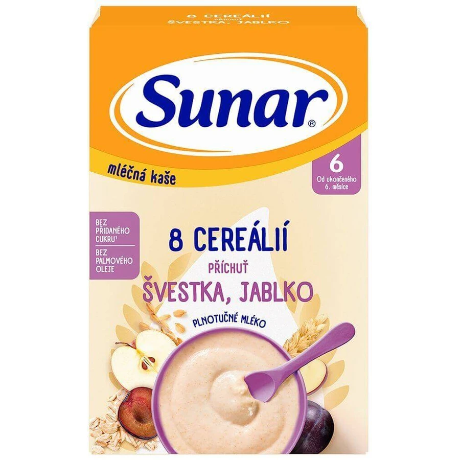 Sunar mliena kaa с 8 злаками слива, яблоко 210 г: цены и характеристики