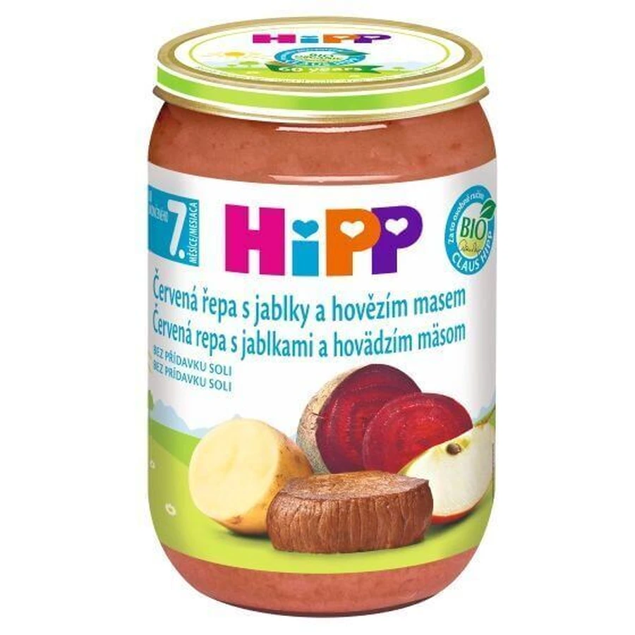 Пюре HiPP Organic Свекла с яблоками и говядиной для детей с 7 месяцев, 220 г: цены и характеристики