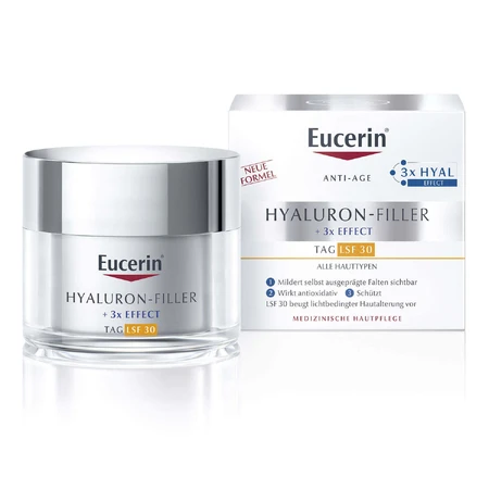 Eucerin Hyaluron-Filler, денний крем проти зморшок з гіалуроновою кислотою, для всіх типів шкіри, SPF 30, 50 мл РОЗБИТА УПАКОВКА: ціни та характеристики