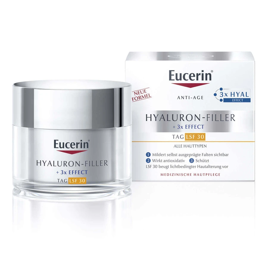 Eucerin Hyaluron-Filler, денний крем проти зморшок з гіалуроновою кислотою, для всіх типів шкіри, SPF 30, 50 мл РОЗБИТА УПАКОВКА: ціни та характеристики