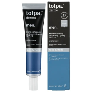 Topa Dermo Men Face & Head, защитный крем для лица и головы, SPF 25, 40 мл
