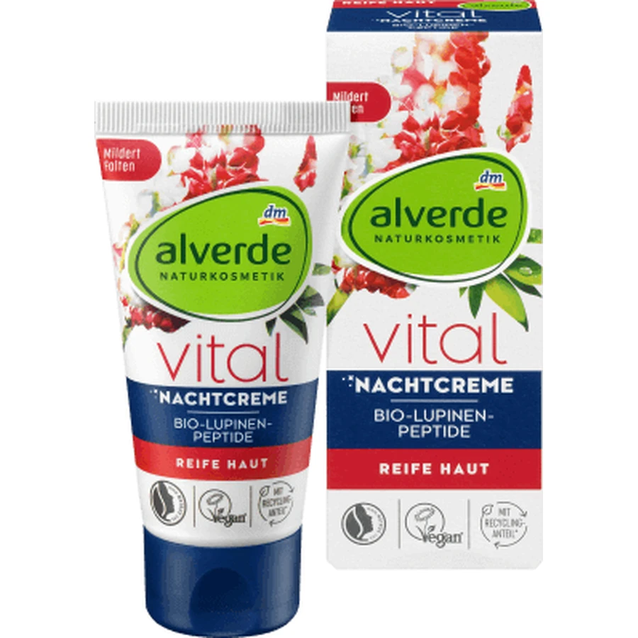 Alverde Naturkosmetik Ночной крем с пептидами и люпином, 50 мл: цены и характеристики