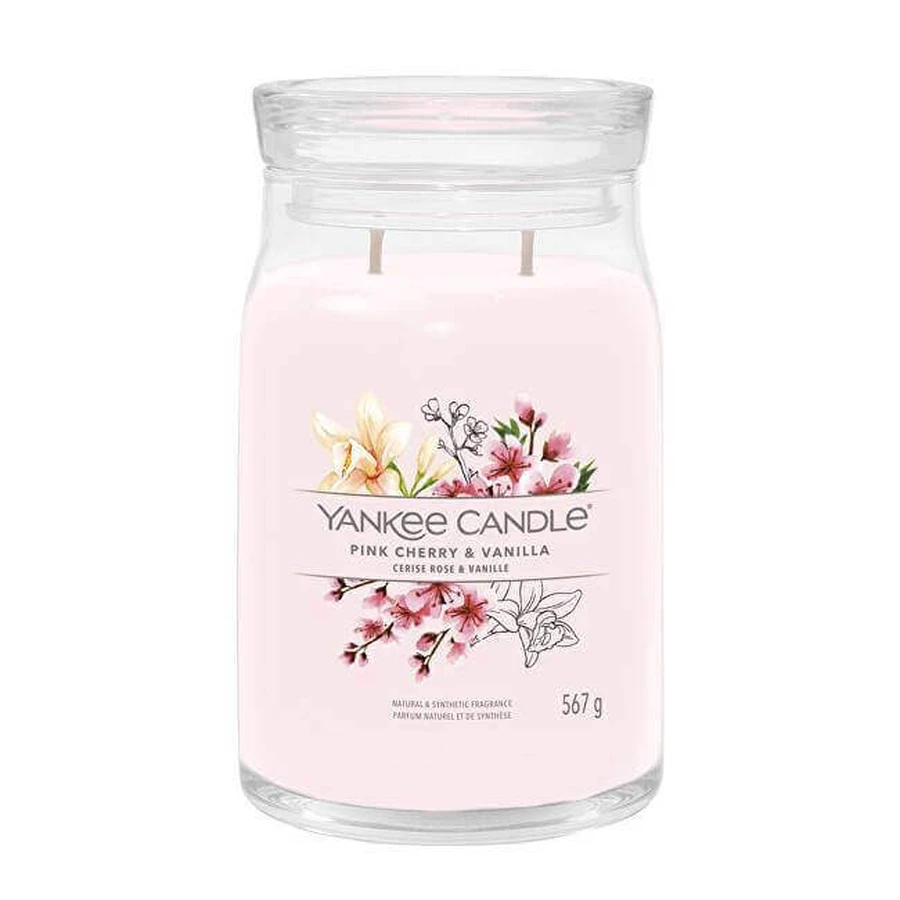Yankee Candle Signature велика свічка Pink Cherry & Vanilla 1×567 г, ароматична свічка: ціни та характеристики