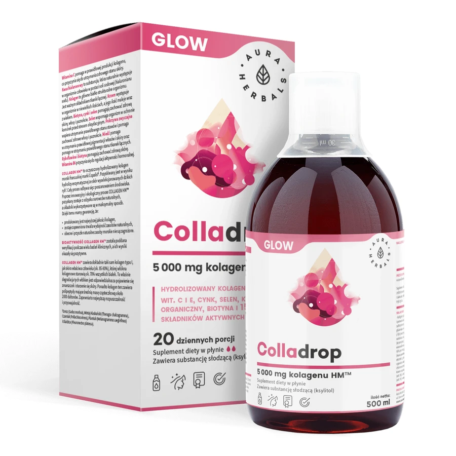 Aura Herbals Colladrop Glow, морской коллаген HM 5000 мг, 500 мл: цены и характеристики