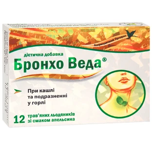 Бронхо Веда травяные леденцы со вкусом апельсина №12