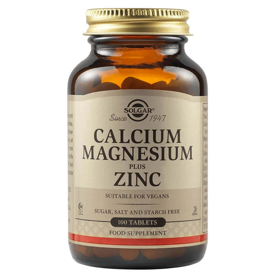 Кальцій Магній Плюс Цинк Solgar Calciu Magneziu Plus Zinc, 100 таблеток: ціни та характеристики