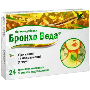 Бронхо Веда травяные леденцы со вкусом меда и лимона леденцы №24
