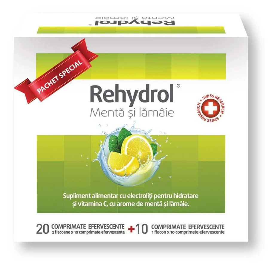 Регідрол зі смаком м'яти та лимона, 20+10 шипучих таблеток, MBA Pharma: ціни та характеристики