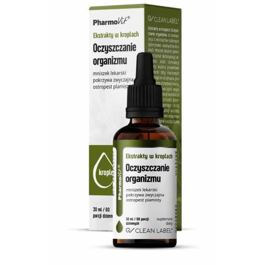 Екстракти в краплях для очищення організму 30 мл Pharmovit Clean Label: ціни та характеристики