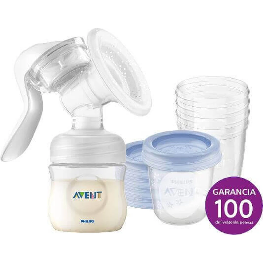 Philips Avent Молокоотсос для грудного молока ручной + VIA 180 мл: цены и характеристики