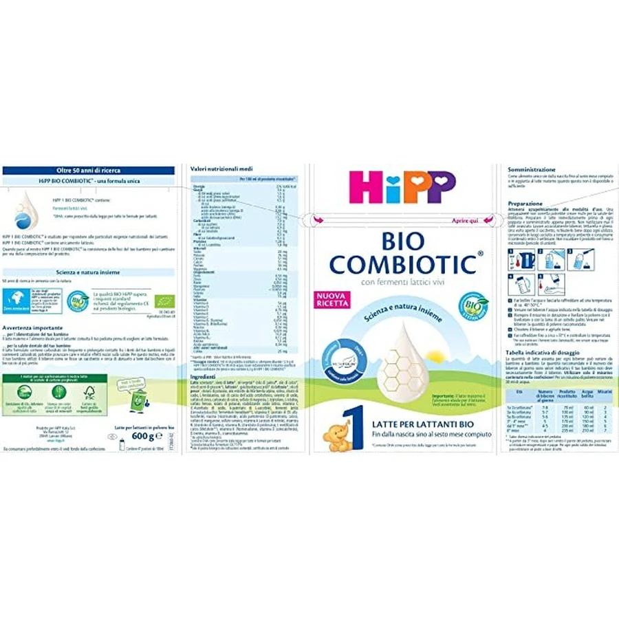 Дитяча суха молочна суміш HiPP Organic Combiotic Starter Formula 1, 0 місяців, 800 г: ціни та характеристики