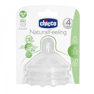 Силіконова соска Natural Felling з регульованим потоком 2 шт, 4 місяці+, Chicco