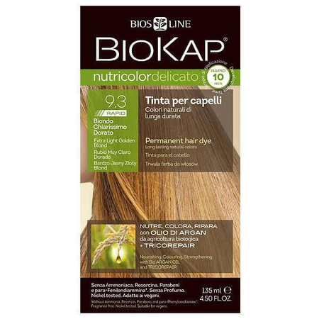 Biokap Nutricolor Delicato Rapid, краска для волос, 9.3 очень светлый золотистый блондин, 135 мл: цены и характеристики
