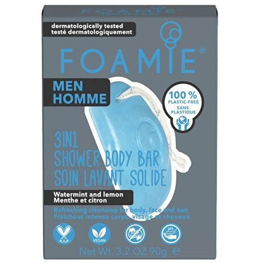 Піна для душу Foamie 3в1, чоловічий догляд за обличчям, тілом та волоссям 90 г: ціни та характеристики