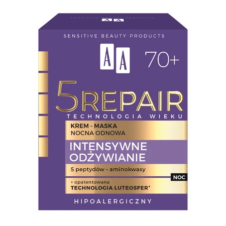 AA Technologia Wieku 5 Repair Intensive Rejuvenation 70+, відновлювальний нічний крем-маска, 50 мл: ціни та характеристики