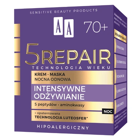 AA Technologia Wieku 5 Repair Intensive Rejuvenation 70+, відновлювальний нічний крем-маска, 50 мл: ціни та характеристики