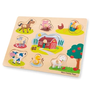 Дерев'яний пазл для дітей Ферма, 2 роки+, 9 деталей, New Classic Toys