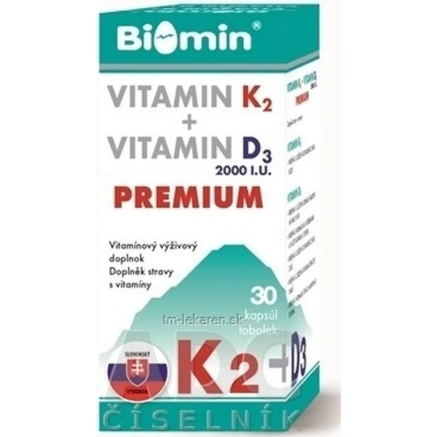 Biomin ВИТАМИН K2 D3 ПРЕМИУМ 2000 МЕД. 1х30 капс, пищевая добавка: цены и характеристики