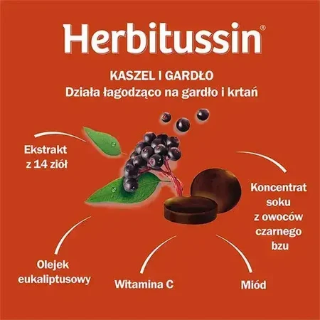 Гербітусин Кашель і Горло Herbitussin Бузина та евкаліпт, 12 льодяників: ціни та характеристики