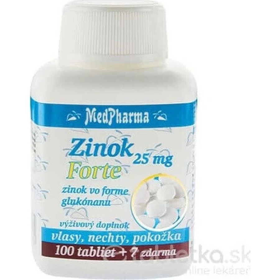 MedPharma ZINOC 25 mg Forte 1×107 тбл, (цинк у формі глюконату): ціни та характеристики