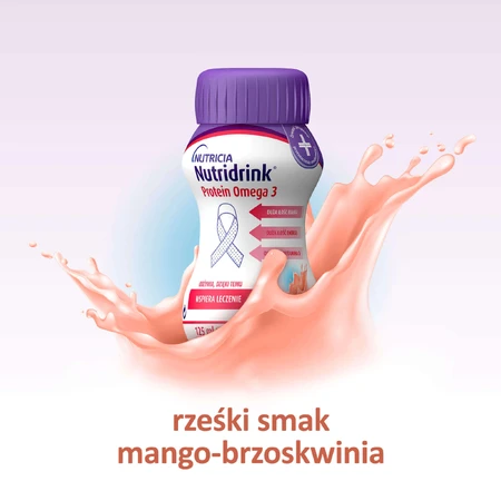 Ентеральне харчування Nutridrink Protein Omega 3 зі смаком манго та персика, 4 х 125 мл: ціни та характеристики