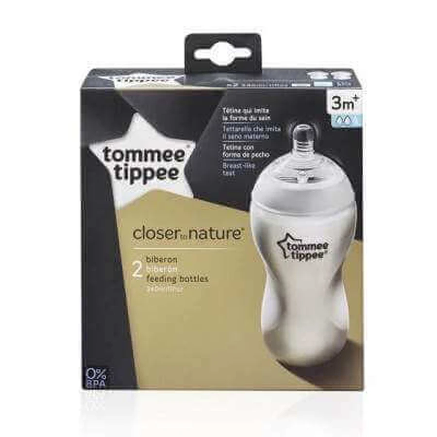 Набор из 2 бутылочек с силиконовой соской Closer to Nature, +3 месяца, 2x340 мл, 42262071, Tomme Tippee: цены и характеристики