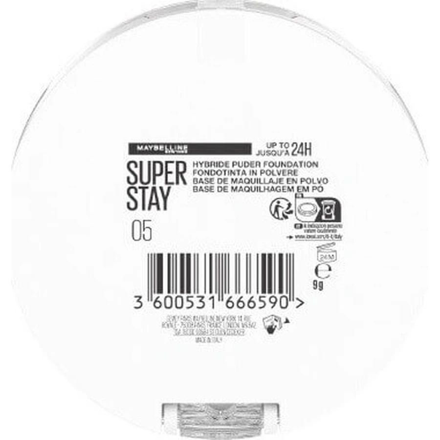 Maybelline New York SuperStay 24H Hybrid Powder-Foundation 05 пудра для обличчя, 9 г 1×9 г, пудра для обличчя: ціни та характеристики