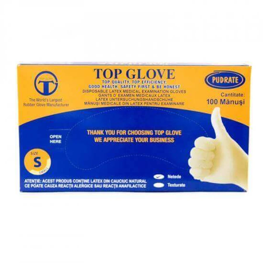 Латексные перчатки Top Glove, размер S, 100 штук, Roval Med: цены и характеристики