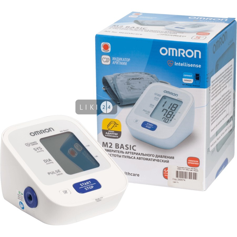 Измеритель артериального давления и частоты пульса автоматический Omron M2 Basic (HEM-7121-ARU): цены и характеристики