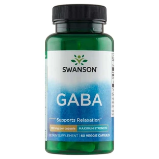 Swanson GABA, гамма-аминомасляная кислота 750 мг, 60 капсул