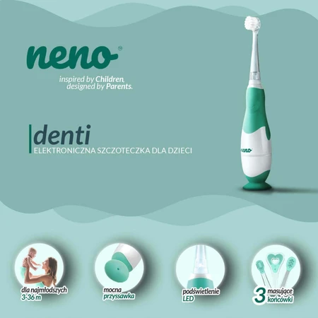 Neno Denti, дитяча електронна зубна щітка, м'ята, 3-36 місяців, 1 штука ДЕФЕКТ УПАКОВКИ: ціни та характеристики
