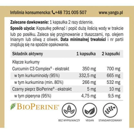 Yango Curcumin 95, 60 капсул: цены и характеристики