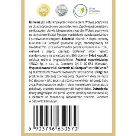 Yango Curcumin 95, 60 капсул: цены и характеристики