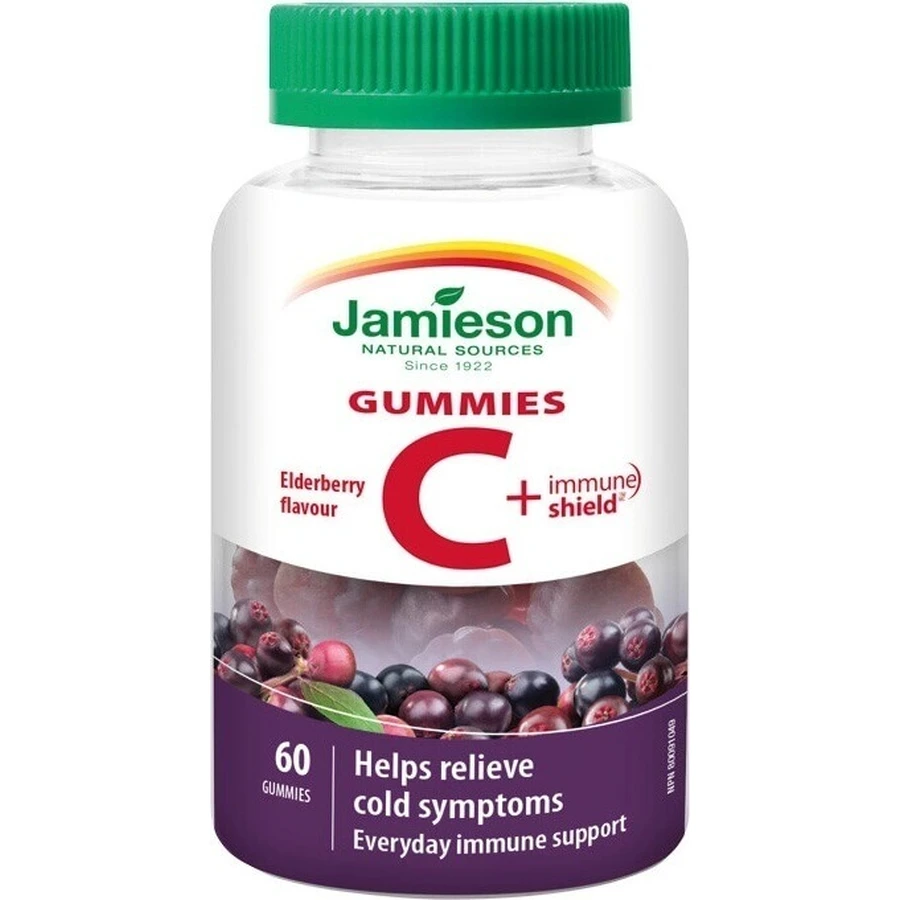 JAMIESON VITAMIN C + IMMUNE SHIELD GUMMIES 1×60 шт, пастилки со вкусом бузины: цены и характеристики