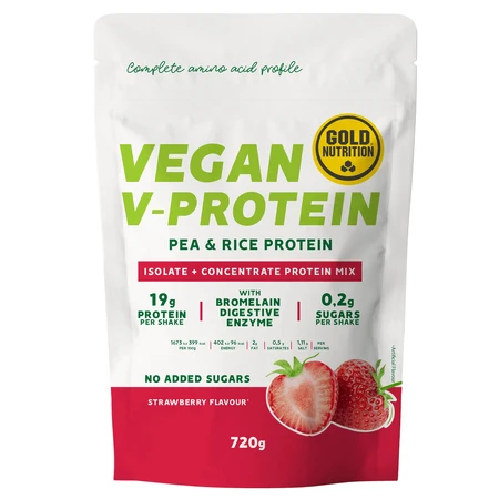 Вегетаріанський протеїновий порошок зі смаком полуниці V-Protein, 720 г, Gold Nutrition: ціни та характеристики
