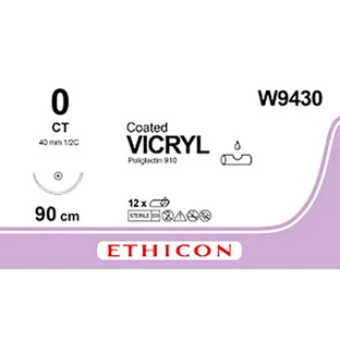 Vicryl W9430 фіолетовий 90 см M3.5 USP0 одна голка CT, тип колюча Taper Point, 40 мм, 1/2 кола