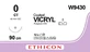 Vicryl W9430 фиолетовый 90 см M3.5 USP0 одна игла CT, тип колючая Taper Point, 40 мм, 1/2 круга