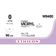 Vicryl W9450 фиолетовый 90 см M3.5 USP0 одна игла CTX, тип колючая Taper Point, 48 мм, 1/2 круга
