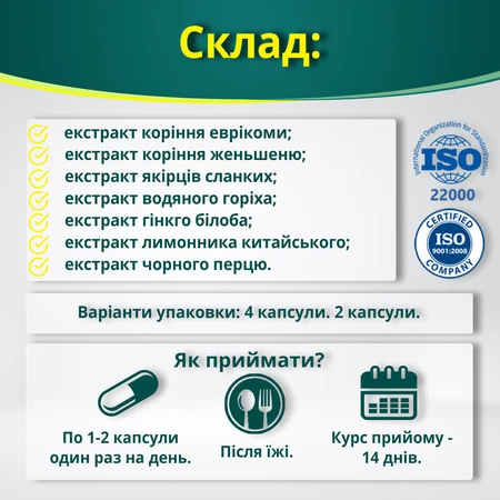 Вімакс форте капс. №2 для потенції, для чоловіків: ціни та характеристики