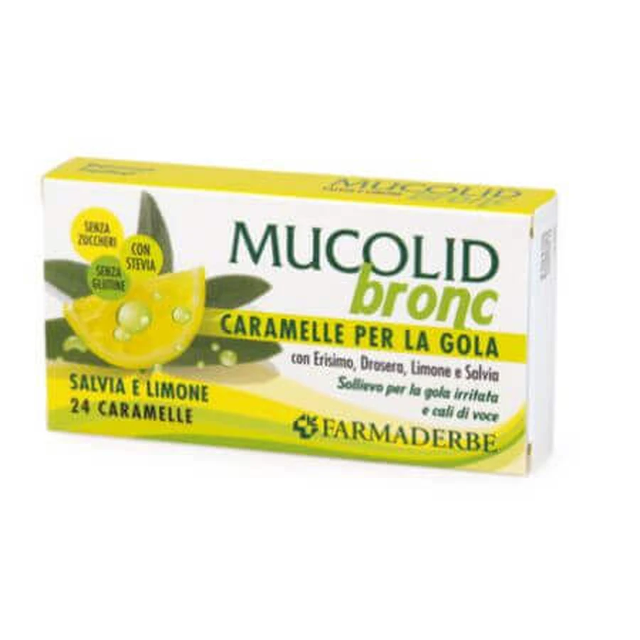 Карамельки Mucolid с лимоном, 24 штуки, Farmaderbe: цены и характеристики