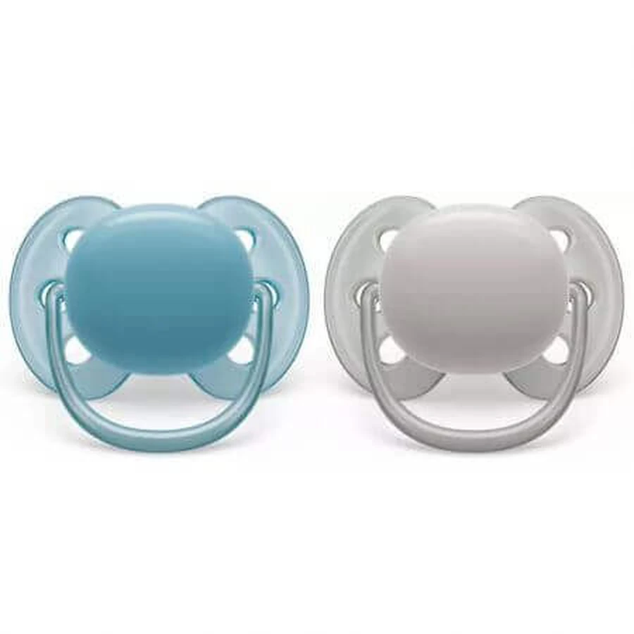 Philips Philips Avent Ультра м'які пустушки, 6-18 місяців, 2 штуки, сині та сірі, SCF091/17, Philips: ціни та характеристики